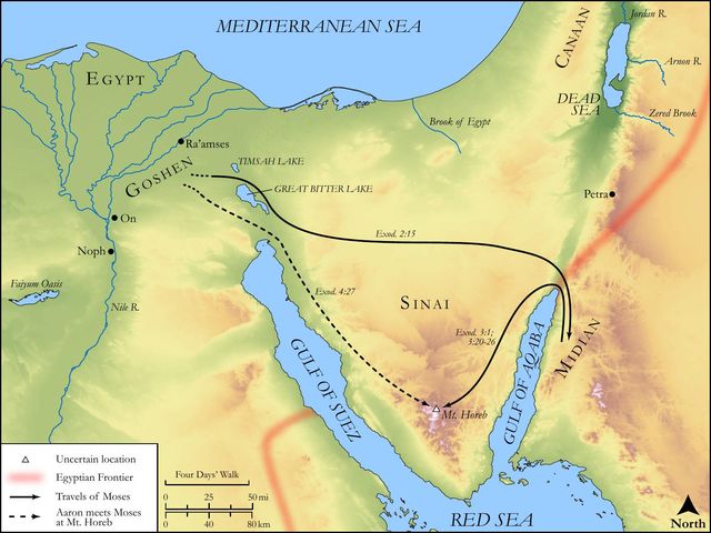Moses flees to Midian and returns to Egypt