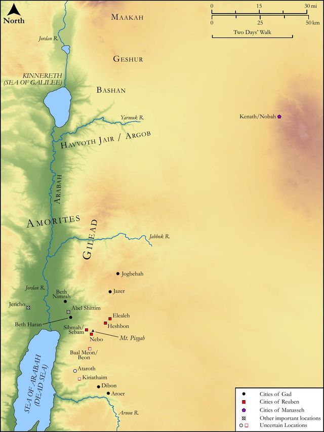 Settlements of the Reubenites and Gadites